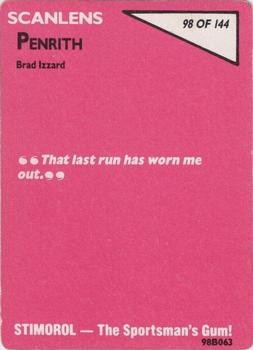 1988 Scanlens #98 Brad Izzard Back